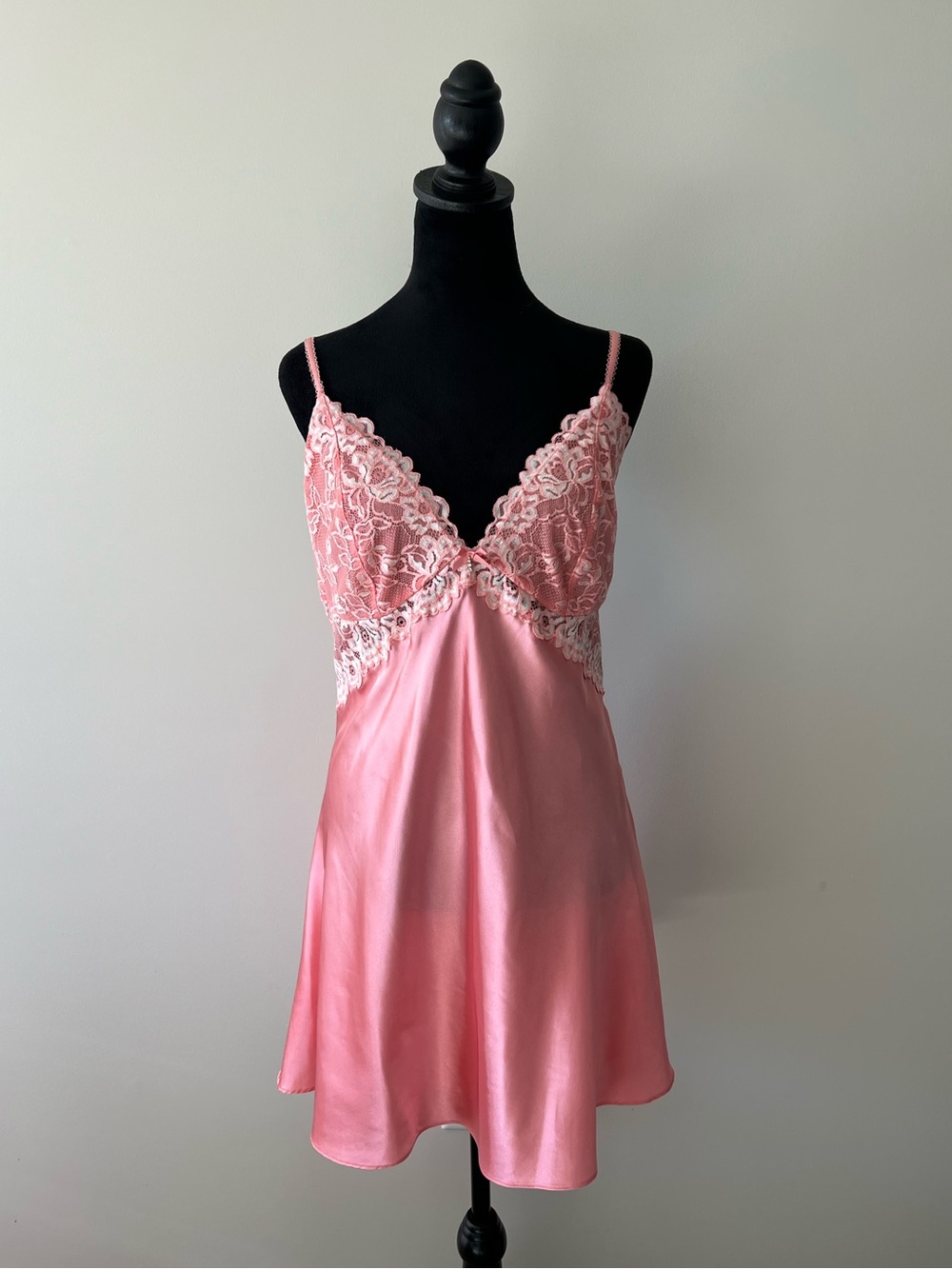 La Vie En Rose Pink Satin & Lace Chemise